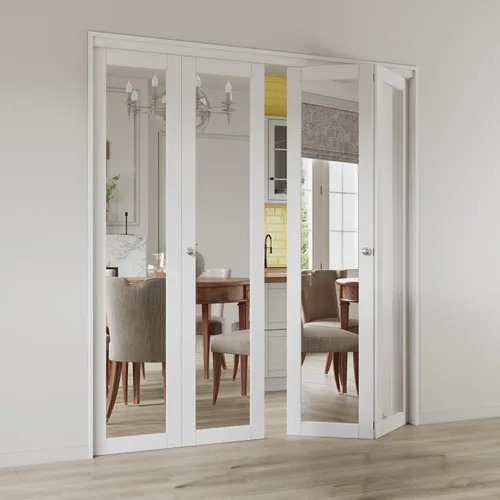 Vista 7 de Puertas plegables para apertura de 24 x 80 pulgadas. Puerta de armario plegable con espejo con perilla y kit de herramientas, puerta
