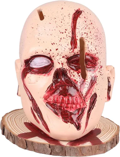 Vista 7 de Cabeza de soporte para cuchillos de calavera, material versátil herramienta de almacenamiento de cocina, decoraciones de fiesta temática de terror