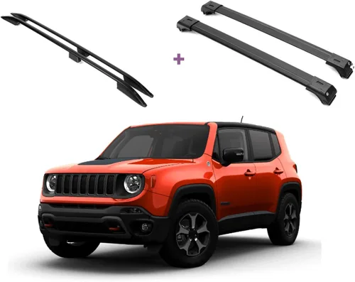 Vista 13 de ERKUL Barras transversales de techo para Jeep Renegade 2015-2023 Barras transversales de aluminio con cerradura antirrobo para el techo Negro