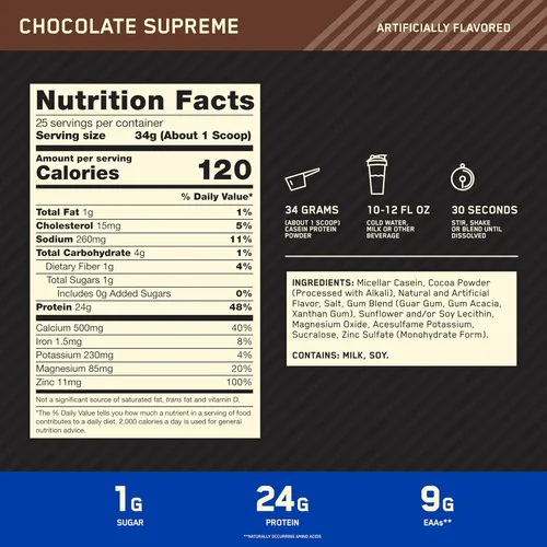 Vista 3 de Proteína caseína 100% de Optimum Nutrition, 1054574, 1, 1