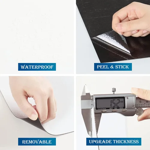 Vista 5 de FunStick Paquete de 30 azulejos de vinilo autoadhesivos blancos de 12 x 12 pulgadas, azulejos de vinilo autoadhesivos para despegar y pegar