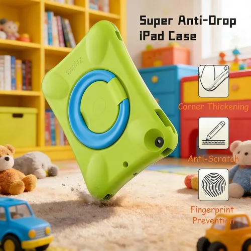 Vista 3 de Pepkoo Funda EVA anticaídas 9.7 para iPad, compatible con iPad 5ª/6ª/Air/Air2, con soporte ajustable, proporciona una protección completa de 360