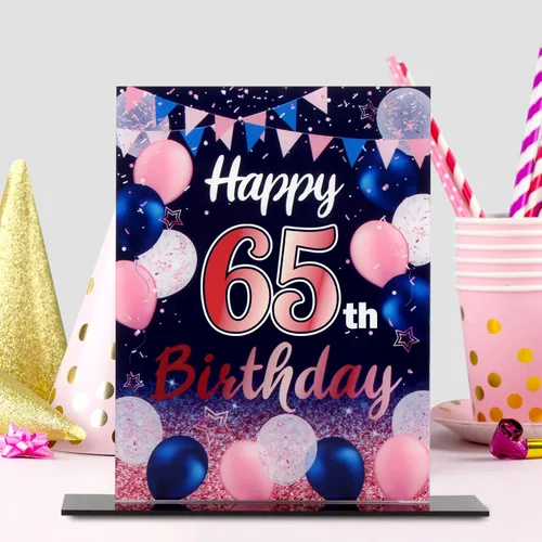 Vista 141 de LINGTEER Decoración de cumpleaños, soporte para globos, centros de mesa de acrílico, póster impreso de feliz 50 cumpleaños, centros de mesa de Negro