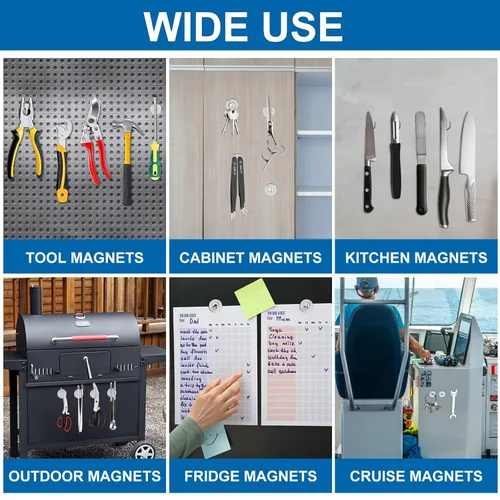 Vista 3 de LOVIMAG Imanes de neodimio de 20 libras, paquete de 6 imanes de tierras raras con tornillos a juego, para puertas de cocina, sala de herramientas