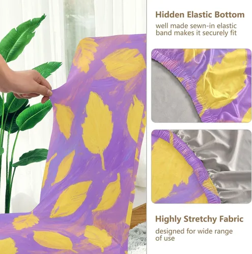 Vista 3 de Yellow Leaves Decorative Chair Cover for Dorm Desk Chair for Classroom Stools Washable Dining Chairs Covers protectores de sillas para comedor Set
