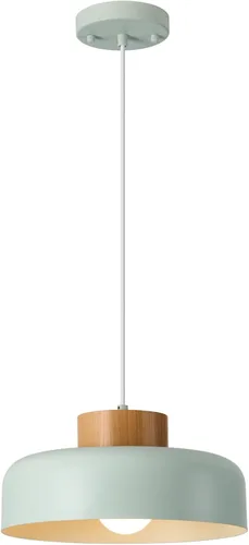 Vista 11 de Lámparas colgantes modernas, 12.6 pulgadas, tapa de madera natural, lámpara colgante simple para isla de cocina, comedor