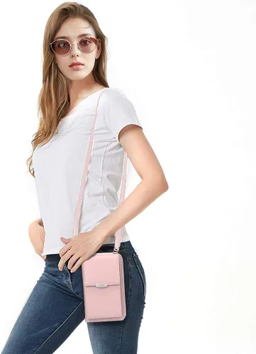 Vista 2 de Kukoo Bolsa cruzada para mujer, tamaño pequeño para teléfono celular, con ranuras para tarjetas de crédito