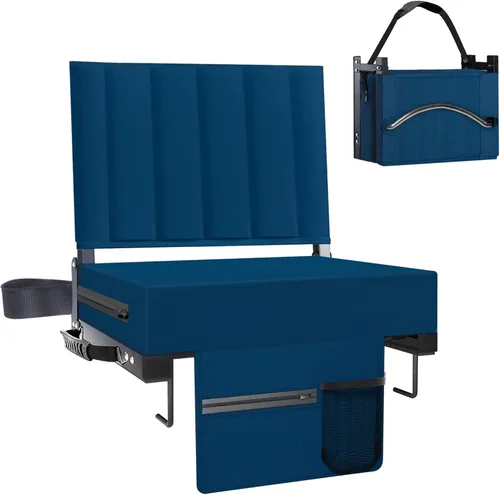 Vista 15 de Aliphon Asiento de estadio para gradas con soporte trasero y cojín, asientos de gradas con correa para el hombro y soporte para tazas, silla
