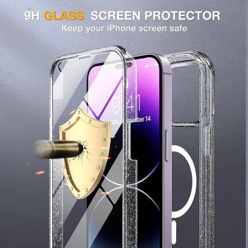Vista 608 de Miracase - Funda para iPhone SE de 3ª/2ª generación 2022 2020 de cuerpo completo con protector de pantalla de vidrio integrado, resistente Negro