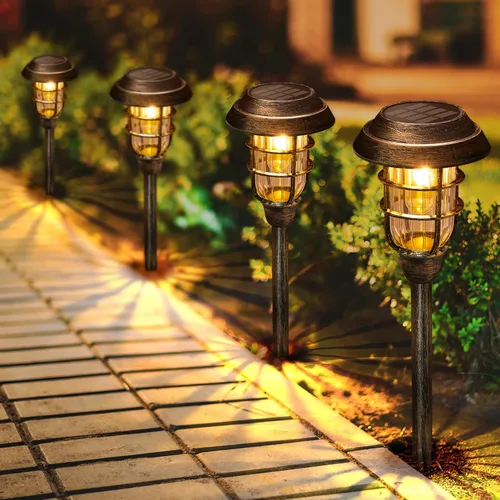 Vista 9 de LETMY Luces solares para caminos al aire libre, paquete de 8 luces solares brillantes para exteriores, IP66, impermeables, luces solares de jardín