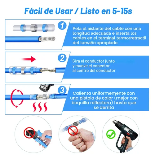 Vista 5 de Kuject Kit de Conectores de Cable de Sellado de Soldadura Termorretráctil 120 PCS, Conector de Tope Impermeable Terminales Eléctricos