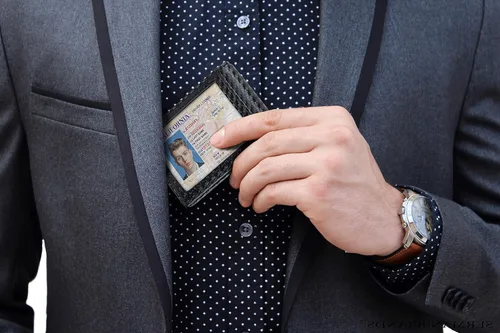 Vista 2 de SERMAN BRANDS Billeteras minimalistas de bolsillo frontal con bloqueo RFID para hombres con clip de dinero, regalo fino