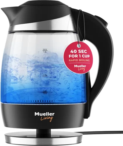 Vista 11 de Mueller Living Glass Kettle 1.5L 1500W LED Light Hervidor de té eléctrico de apagado automático con tecnología SpeedBoil y protección contra hervir