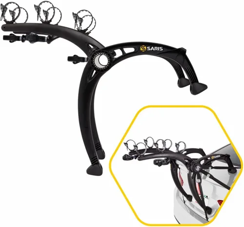 Vista 12 de Saris Bones EX - Portaequipajes para maletero de auto para 2 bicicletas, duradero, libre de óxido, correas anti-balanceo, fabricado en EE. UU.