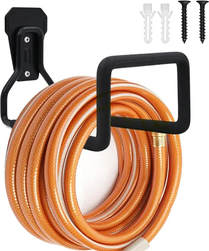 Soporte para manguera de jardín, soporte de pared para colgar mangueras, soporte de manguera de agua resistente para uso en exteriores/interiores en