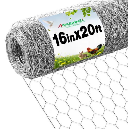 AMAGABELI Garden & Home Alambre de pollo de 13.7 pulgadas x 236 pulgadas, malla galvanizada hexagonal para proyectos de manualidades, cercas de
