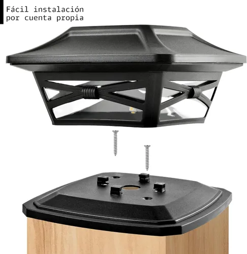 Vista 3 de Davinci Lighting - Lámpara solar Flexfit para exteriores con base para postes de madera de 4 x 4, 5 x 5 y 6 x 6 pulgadas, luz LED brillante