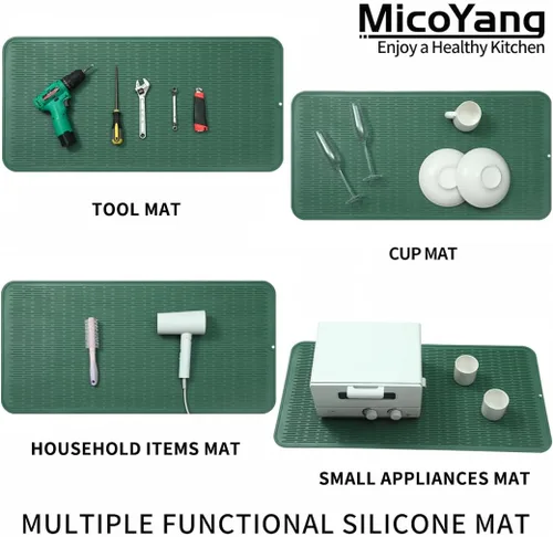 Vista 908 de MicoYang Alfombrilla de Silicona para Secar Platos de Múltiples Usos, Fácil de Limpiar, Ecológica, Alfombrilla de Silicona Resistente al Calor