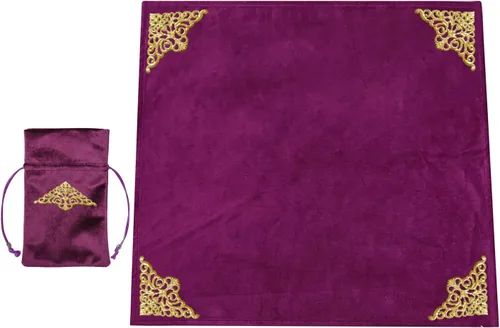 Vista 16 de BLESSUME Wizard Tarot Mantel y bolsa Cuadrado Azul Tarot Paño Negro