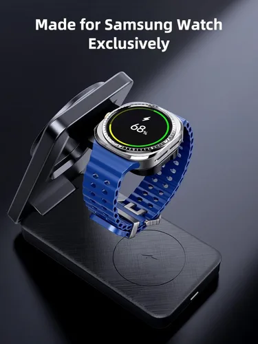 Vista 4 de Cargador inalámbrico magnético 3 en 1 para Samsung, estación de carga plegable Android para Galaxy S26/S25 Ultra /S24/Z Fold 7/Flip 7, soporte