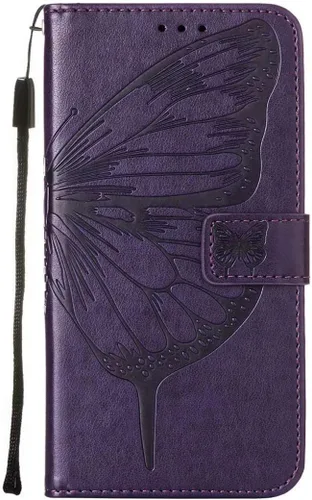 Vista 5 de ZXL Compatible con Xiaomi Redmi Note 10S Funda tipo cartera con tarjetero de mariposa en relieve de cuero con tapa protectora de cuero PU
