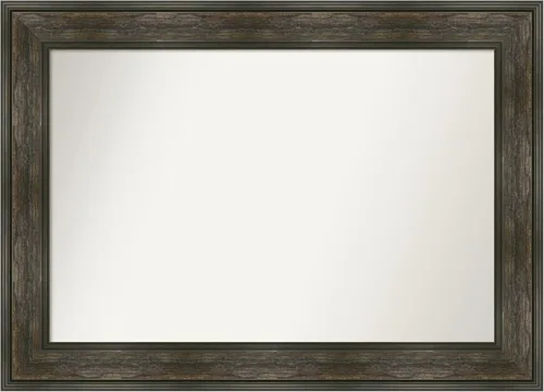 Vista 223 de Amanti Art Espejo de baño marrón para sobre fregadero, 26 x 26 pulgadas, espejo de tocador cuadrado marrón rústico Alexandria, marco de madera