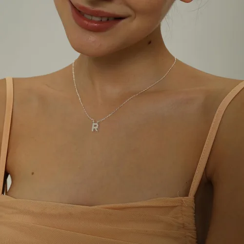 Vista 4 de Silver Initial Necklace for Women, Dainty Silver Necklace Personalized Silver Initial Letter Necklace Cute Silver Choker Necklaces for Women Trendy