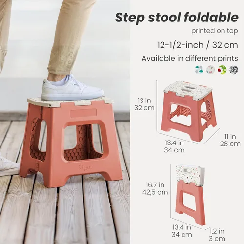 Vista 160 de Vigar Taburete compacto plegable, taburetes de 10-1/2 pulgadas para adultos de hasta 330 libras, taburete ligero, taburete plegable antideslizante
