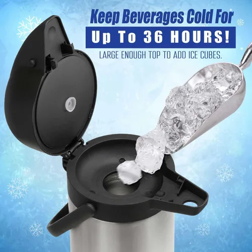 Vista 4 de Jarra de café Airpot de 85 onzas (2.5L) con bomba, dispensador de café aislado de acero inoxidable, jarras de café para mantener caliente/frío