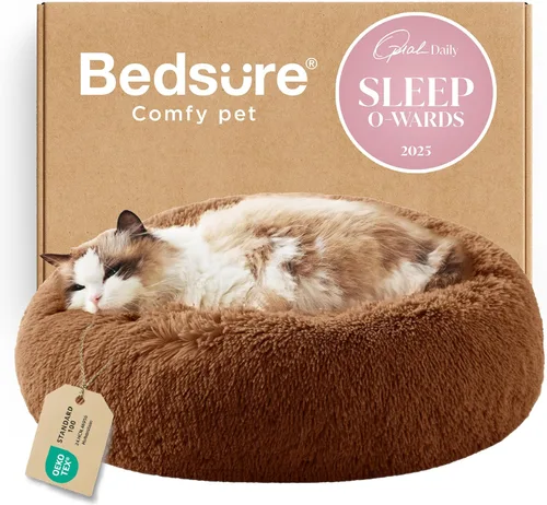 Vista 11 de Bedsure - Cama calmante para perros pequeños y medianos, lavable, con forma de dona, antideslizante, afelpada, esponjosa, pelo sintético, cama