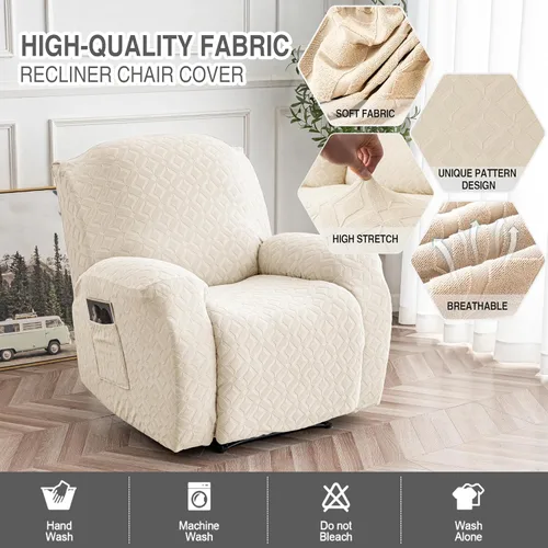 Vista 2 de Gennia - Funda impermeable para silla reclinable, fundas elásticas para sofá reclinable con bolsillos, fundas lavables para sillón reclinable Lazy