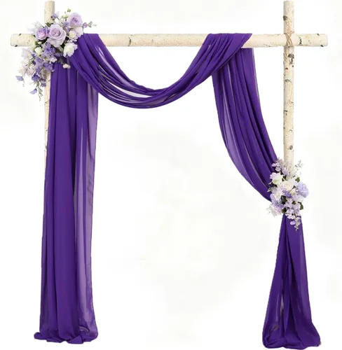 Vista 11 de FANPROMS Cortinas de gasa azul real para arco de boda, cortinas de techo transparentes de 6 yardas para recepción de boda