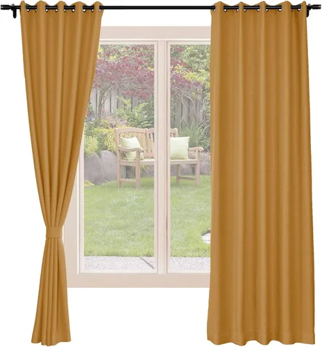 Vista 46 de Frelement Cortinas opacas de lino natural, paneles de cortinas con bolsillo para barra y pestaña trasera, para sala de estar, cortinas