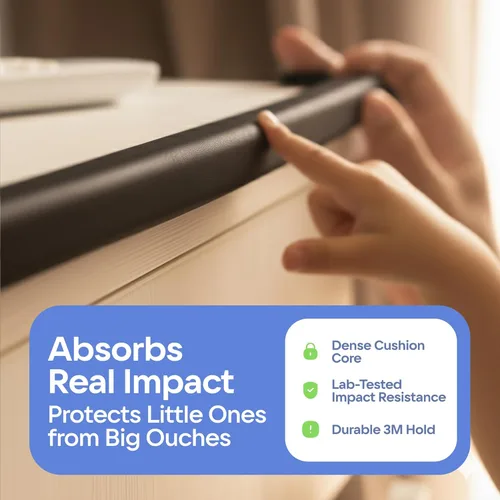 Vista 4 de Esquinas a prueba de bebés y bordes de 15 pies con parachoques de seguridad para esquinas y bordes de muebles, parachoques absorbente de impactos