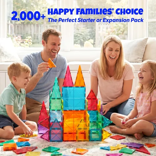 Vista 2 de 12 piezas de azulejos magnéticos grandes, placas base magnéticas jumbo, bloques de construcción magnéticos STEM para niños