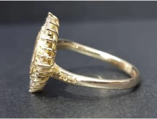 Vista 4 de Ssjewel Custom University Logo Ring Personalized College Class Ring For Women Cz Graduation Ring 14K Gold Finish Women High School Ring Handmade