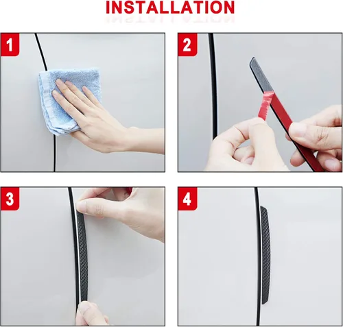 Vista 4 de TOMALL 4 Pcs Car Door Anti-Collision Strip Door Edge Guards Anti-Rub Protector Trim Carbon Fiber Texture Car Door Corner Bumper Protector