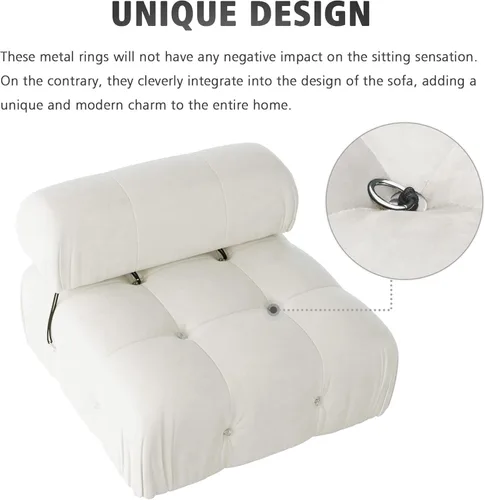 Vista 11 de Sofá modular moderno de terciopelo, sofá modular minimalista en forma de U de 6 plazas con 2 otomanas para sala de estar, oficina, apartamento