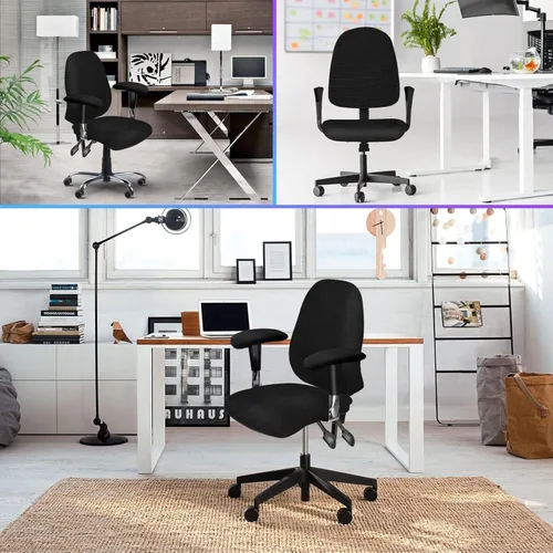 Vista 6 de SUNJOYCO Juego de fundas para silla de oficina, funda para silla de computadora con funda para reposabrazos, funda protectora extraíble y lavable