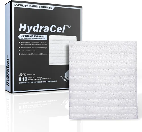 Vista 7 de EVERLIT HydraCel Apósito Fibra de hidrofibra estéril de doble capa con costuras Almohadilla avanzada extra absorbente para el manejo de heridas