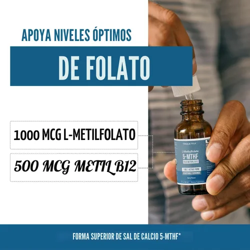 Vista 5 de Folato de metilo orgánico de 1000 mcg + Cofactor de metilo B12 (300 porciones) – Forma metabólicamente activa de 5-MTHF, sabor a bayas orgánicas