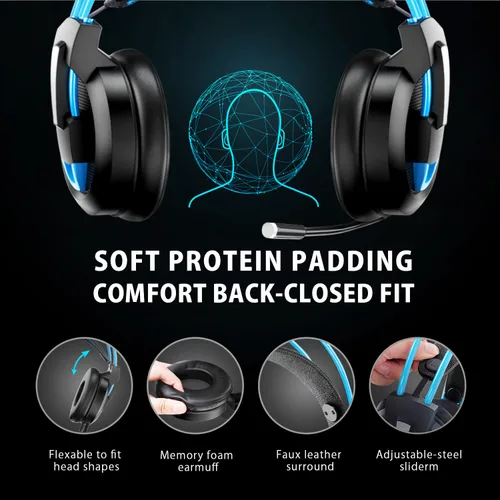 Vista 4 de Karvipark Gaming Headset for Xbox OnePS4PS5PCNintendo SwitchNoise Cancelling,Bass Surround Sound,Over Ear,3.5mm Stereo Wired Headphones with Mic for