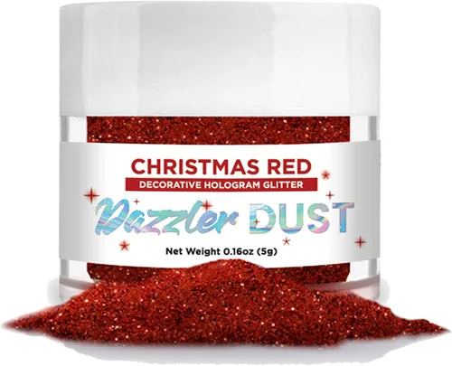 BAKELL Brillantina roja navideña para arte y manualidades, tarro de 0.18 oz | Polvo deslumbrante | Purpurina decorativa no tóxica | Artes,