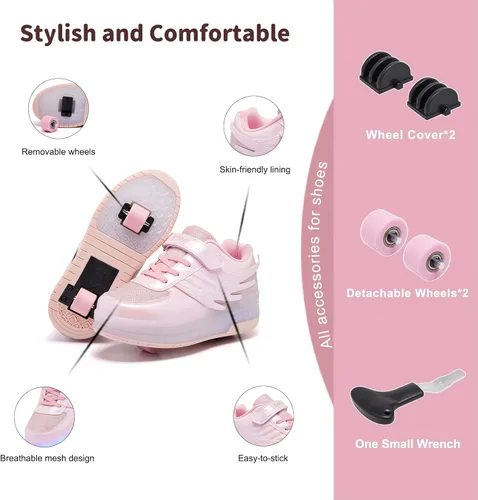 Vista 5 de Zapatillas de patinaje LED para niñas y niños con ruedas
