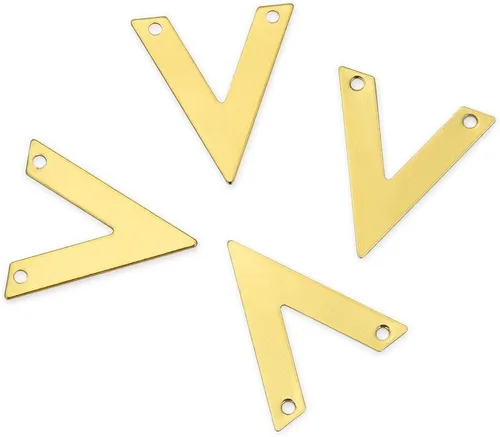10 piezas Adabele resistentes al deslustre de 0.787 in, 2 agujeros, letra V, alfabético, conectores de eslabones de eslabones chapados en oro