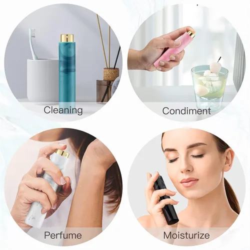 Vista 2 de Tekson Atomizador de perfume de 0.3 fl oz (4 unidades), recipientes de colonia recargables, botella vacía en aerosol dispensador para tamaño de mini
