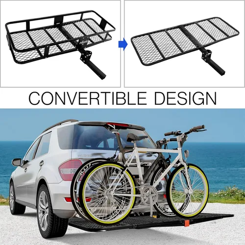 Vista 4 de Portaequipajes Plegable para Enganche de Remolque Cesta Rack de Carga 60"*21.5"*6" Capacidad de Peso de Transporte de 500 Libras, Bolsa de Carga