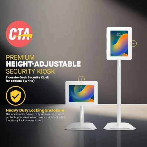 Vista 3 de CTA Digital Quiosco de seguridad de piso a escritorio - Quiosco de seguridad CTA Premium con altura ajustable para iPad Air 11" M2 (2024) - Pro 11