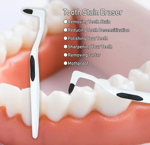 Vista 3 de Removedor de manchas de dientes, removedor de placa de dientes, kit de limpieza de pulido, paquete de 3, color blanco