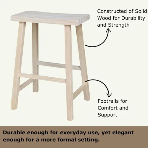 Vista 5 de International Concepts - Taburete para asiento de silla, altura de mostrador de 24 pulgadas, madera de parawood maciza, sin terminar